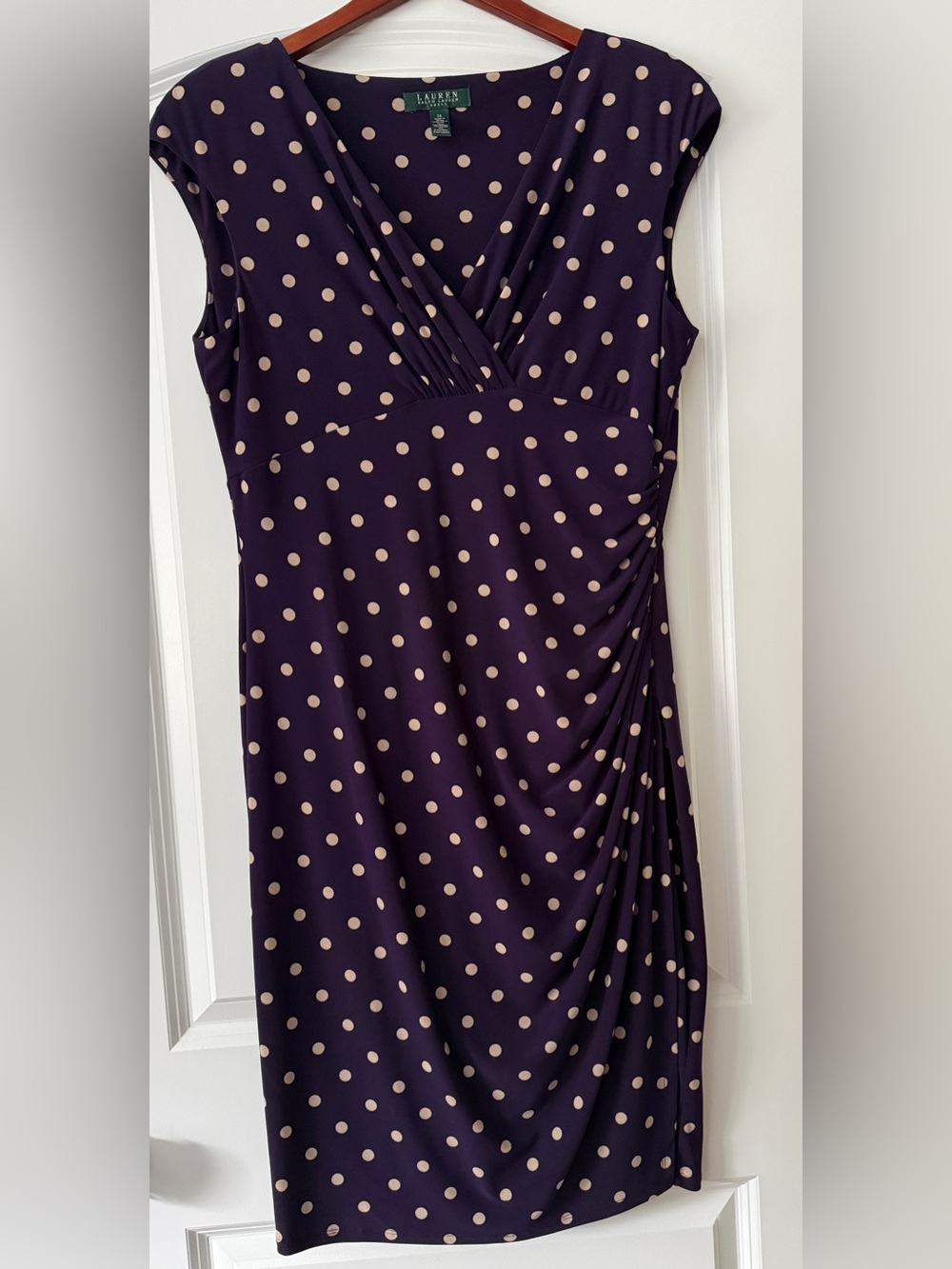 Ralph Lauren Faux Wrap Polka Dot Dress Size 14